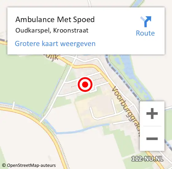 Locatie op kaart van de 112 melding: Ambulance Met Spoed Naar Oudkarspel, Kroonstraat op 19 maart 2022 18:24