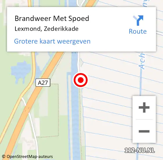 Locatie op kaart van de 112 melding: Brandweer Met Spoed Naar Lexmond, Zederikkade op 19 maart 2022 18:31