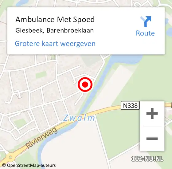 Locatie op kaart van de 112 melding: Ambulance Met Spoed Naar Giesbeek, Barenbroeklaan op 19 maart 2022 18:38