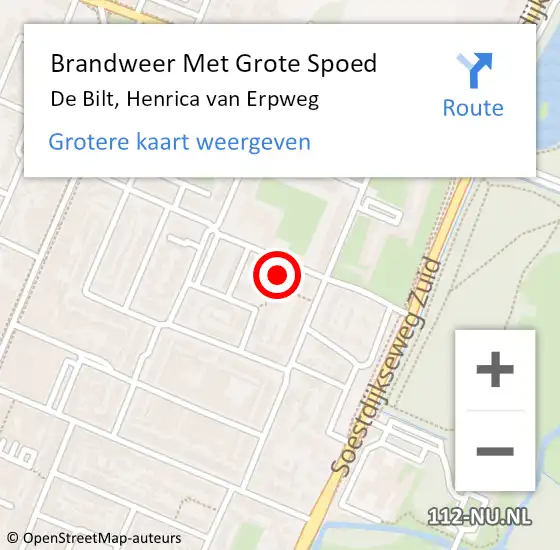 Locatie op kaart van de 112 melding: Brandweer Met Grote Spoed Naar De Bilt, Henrica van Erpweg op 19 maart 2022 18:41