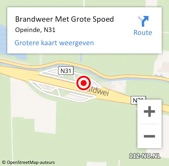 Locatie op kaart van de 112 melding: Brandweer Met Grote Spoed Naar Opeinde, N31 op 19 maart 2022 18:54