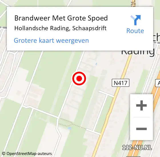 Locatie op kaart van de 112 melding: Brandweer Met Grote Spoed Naar Hollandsche Rading, Schaapsdrift op 19 maart 2022 18:55