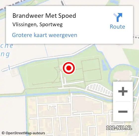 Locatie op kaart van de 112 melding: Brandweer Met Spoed Naar Vlissingen, Sportweg op 19 maart 2022 19:01