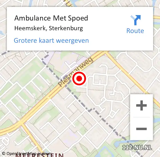 Locatie op kaart van de 112 melding: Ambulance Met Spoed Naar Heemskerk, Sterkenburg op 19 maart 2022 19:01