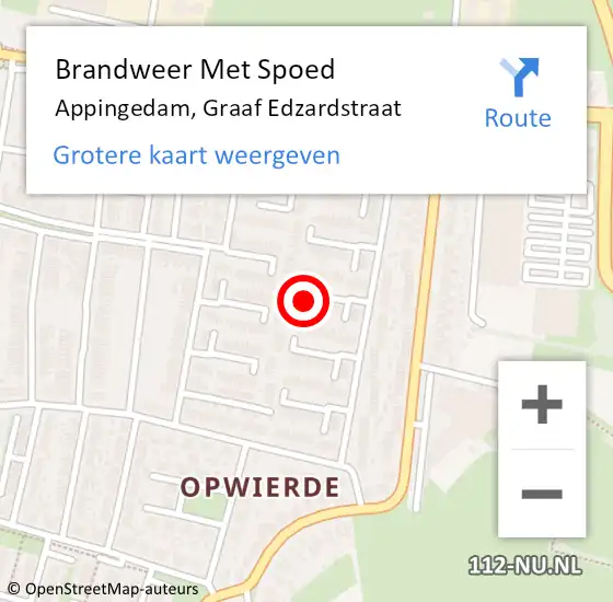 Locatie op kaart van de 112 melding: Brandweer Met Spoed Naar Appingedam, Graaf Edzardstraat op 19 maart 2022 19:27