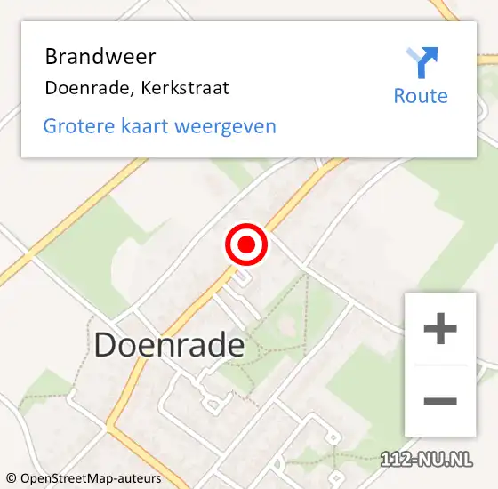 Locatie op kaart van de 112 melding: Brandweer Doenrade, Kerkstraat op 7 oktober 2013 23:43