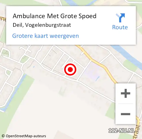 Locatie op kaart van de 112 melding: Ambulance Met Grote Spoed Naar Deil, Vogelenburgstraat op 19 maart 2022 19:44