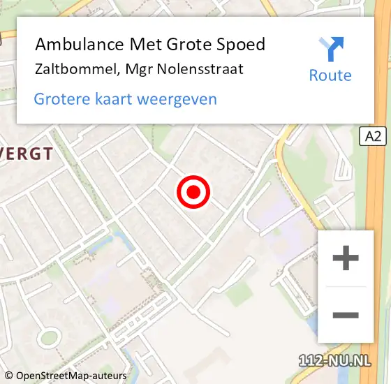 Locatie op kaart van de 112 melding: Ambulance Met Grote Spoed Naar Zaltbommel, Mgr Nolensstraat op 19 maart 2022 20:02