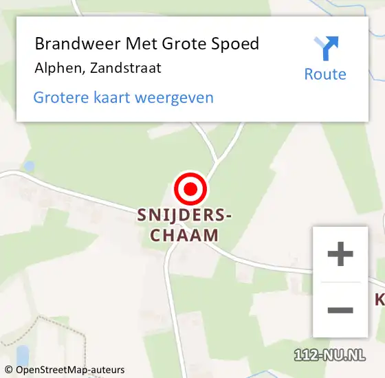 Locatie op kaart van de 112 melding: Brandweer Met Grote Spoed Naar Alphen, Zandstraat op 19 maart 2022 20:03