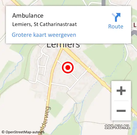 Locatie op kaart van de 112 melding: Ambulance Lemiers, St Catharinastraat op 11 juli 2014 15:08