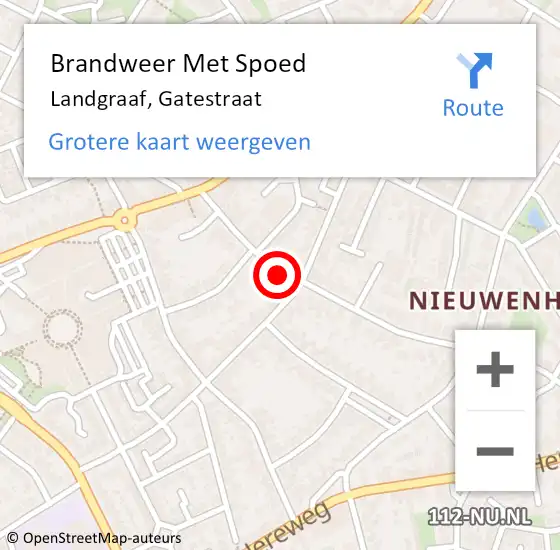 Locatie op kaart van de 112 melding: Brandweer Met Spoed Naar Landgraaf, Gatestraat op 19 maart 2022 20:17