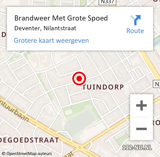 Locatie op kaart van de 112 melding: Brandweer Met Grote Spoed Naar Deventer, Nilantstraat op 19 maart 2022 20:20