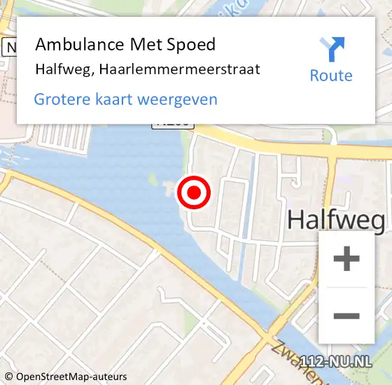 Locatie op kaart van de 112 melding: Ambulance Met Spoed Naar Halfweg, Haarlemmermeerstraat op 19 maart 2022 20:21