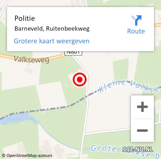 Locatie op kaart van de 112 melding: Politie Barneveld, Ruitenbeekweg op 19 maart 2022 20:26