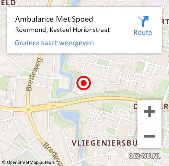 Locatie op kaart van de 112 melding: Ambulance Met Spoed Naar Roermond, Kasteel Horionstraat op 19 maart 2022 20:29