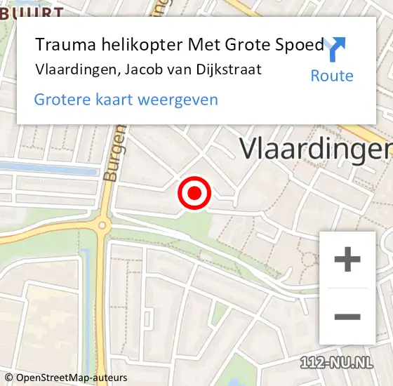 Locatie op kaart van de 112 melding: Trauma helikopter Met Grote Spoed Naar Vlaardingen, Jacob van Dijkstraat op 19 maart 2022 20:38