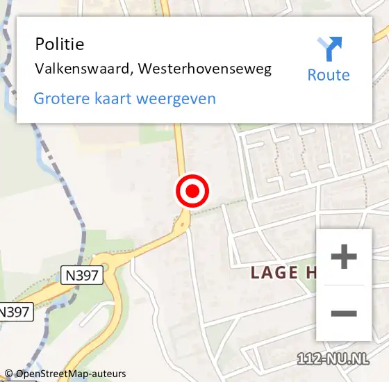 Locatie op kaart van de 112 melding: Politie Valkenswaard, Westerhovenseweg op 19 maart 2022 20:42