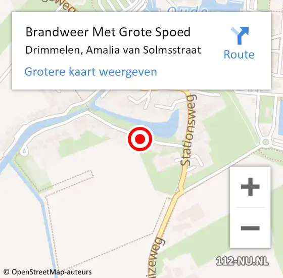 Locatie op kaart van de 112 melding: Brandweer Met Grote Spoed Naar Drimmelen, Amalia van Solmsstraat op 19 maart 2022 20:48