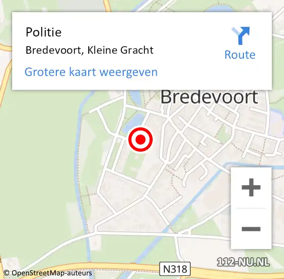 Locatie op kaart van de 112 melding: Politie Bredevoort, Kleine Gracht op 19 maart 2022 20:55