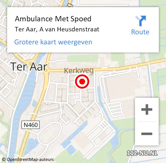 Locatie op kaart van de 112 melding: Ambulance Met Spoed Naar Ter Aar, A van Heusdenstraat op 11 juli 2014 15:10