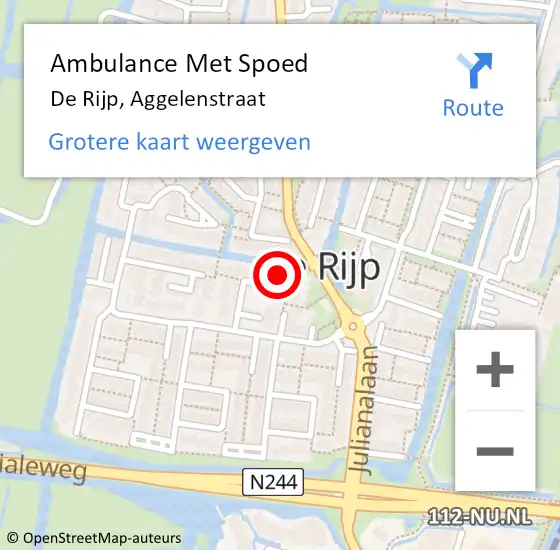 Locatie op kaart van de 112 melding: Ambulance Met Spoed Naar De Rijp, Aggelenstraat op 19 maart 2022 20:59