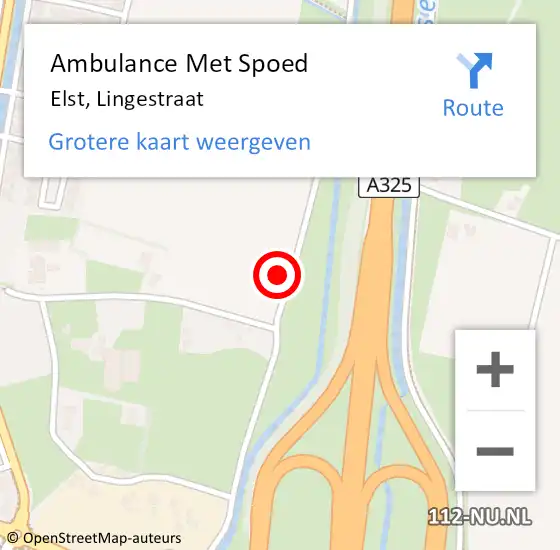 Locatie op kaart van de 112 melding: Ambulance Met Spoed Naar Elst, Lingestraat op 19 maart 2022 21:00