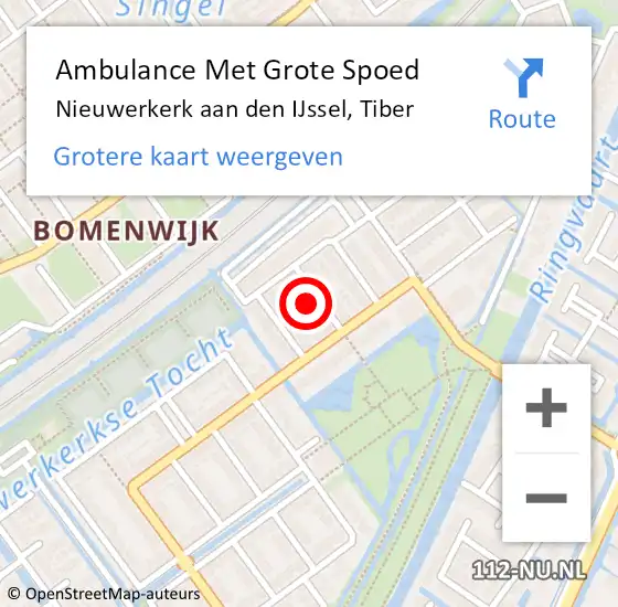 Locatie op kaart van de 112 melding: Ambulance Met Grote Spoed Naar Nieuwerkerk aan den IJssel, Tiber op 19 maart 2022 21:03