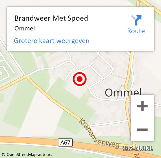 Locatie op kaart van de 112 melding: Brandweer Met Spoed Naar Ommel op 19 maart 2022 21:05