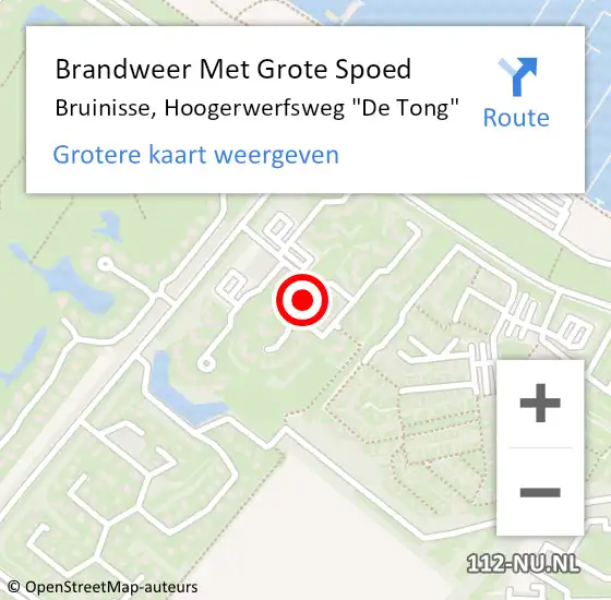 Locatie op kaart van de 112 melding: Brandweer Met Grote Spoed Naar Bruinisse, Hoogerwerfsweg "De Tong" op 19 maart 2022 21:32