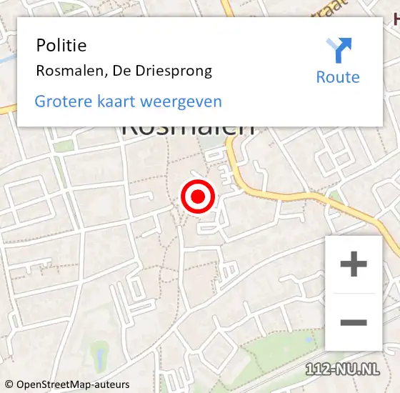 Locatie op kaart van de 112 melding: Politie Rosmalen, De Driesprong op 19 maart 2022 21:32