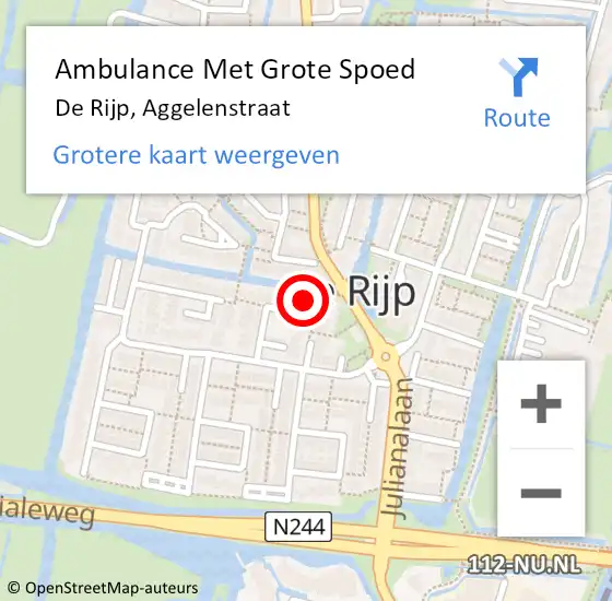 Locatie op kaart van de 112 melding: Ambulance Met Grote Spoed Naar De Rijp, Aggelenstraat op 19 maart 2022 21:34