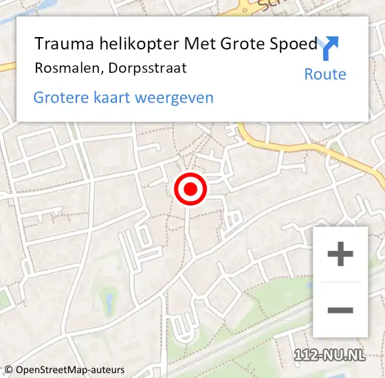 Locatie op kaart van de 112 melding: Trauma helikopter Met Grote Spoed Naar Rosmalen, Dorpsstraat op 19 maart 2022 21:35