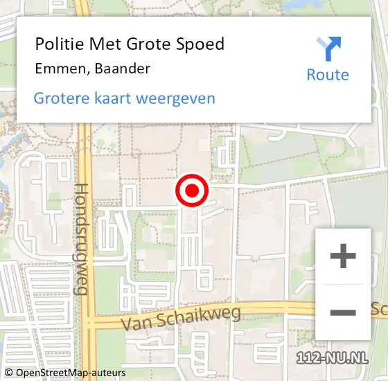 Locatie op kaart van de 112 melding: Politie Met Grote Spoed Naar Emmen, Baander op 19 maart 2022 21:40