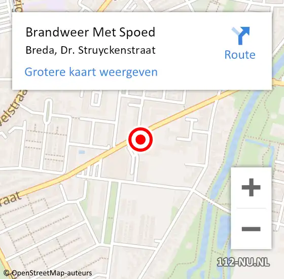 Locatie op kaart van de 112 melding: Brandweer Met Spoed Naar Breda, Dr. Struyckenstraat op 19 maart 2022 22:02