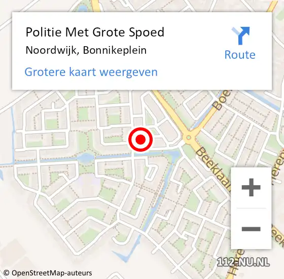 Locatie op kaart van de 112 melding: Politie Met Grote Spoed Naar Noordwijk, Bonnikeplein op 19 maart 2022 22:35