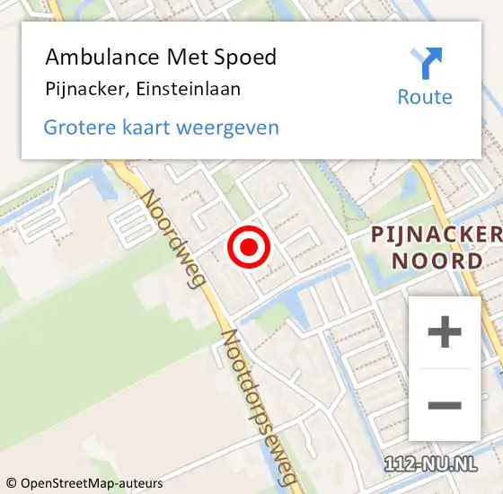 Locatie op kaart van de 112 melding: Ambulance Met Spoed Naar Pijnacker, Einsteinlaan op 19 maart 2022 23:02