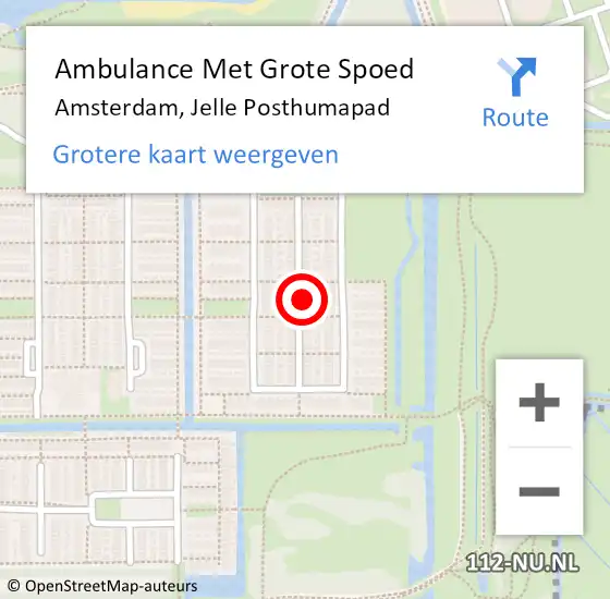 Locatie op kaart van de 112 melding: Ambulance Met Grote Spoed Naar Amsterdam-Zuidoost, Jelle Posthumapad op 19 maart 2022 23:05