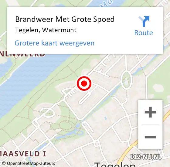 Locatie op kaart van de 112 melding: Brandweer Met Grote Spoed Naar Tegelen, Watermunt op 19 maart 2022 23:10