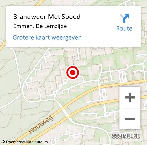 Locatie op kaart van de 112 melding: Brandweer Met Spoed Naar Emmen, De Lemzijde op 19 maart 2022 23:33