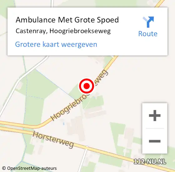Locatie op kaart van de 112 melding: Ambulance Met Grote Spoed Naar Castenray, Hoogriebroekseweg op 11 juli 2014 15:19
