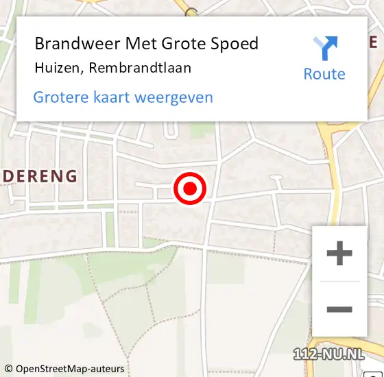 Locatie op kaart van de 112 melding: Brandweer Met Grote Spoed Naar Huizen, Rembrandtlaan op 19 maart 2022 23:52