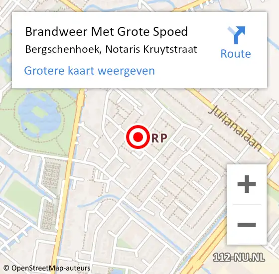 Locatie op kaart van de 112 melding: Brandweer Met Grote Spoed Naar Bergschenhoek, Notaris Kruytstraat op 19 maart 2022 23:55