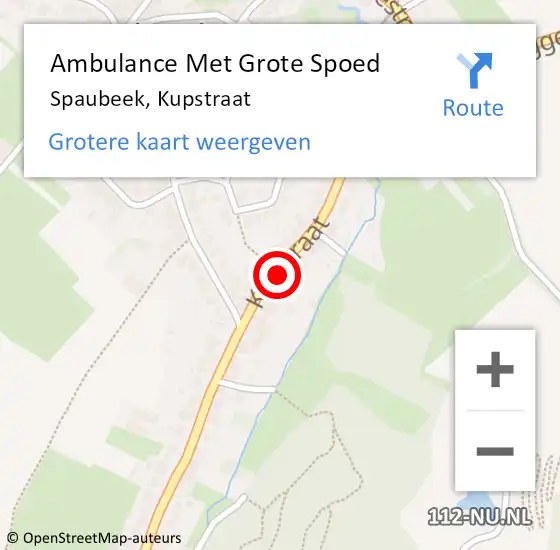Locatie op kaart van de 112 melding: Ambulance Met Grote Spoed Naar Spaubeek, Kupstraat op 11 juli 2014 15:21