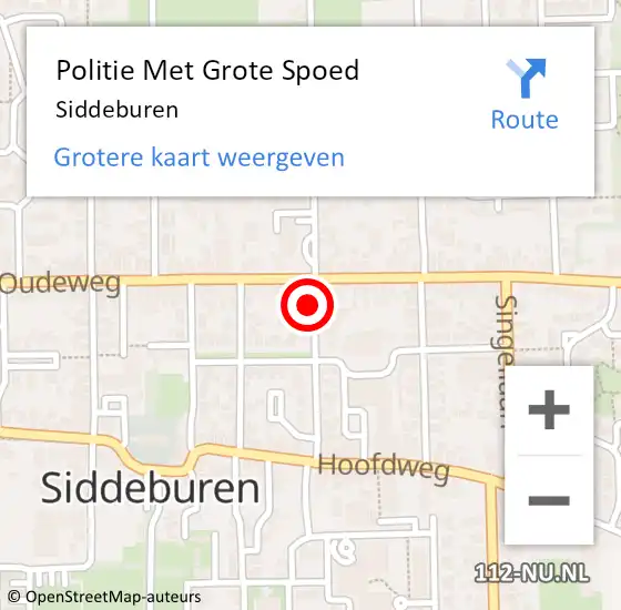 Locatie op kaart van de 112 melding: Politie Met Grote Spoed Naar Siddeburen op 20 maart 2022 00:07