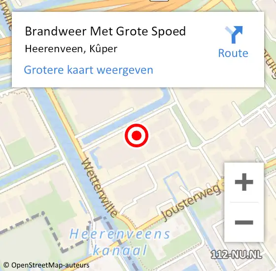 Locatie op kaart van de 112 melding: Brandweer Met Grote Spoed Naar Heerenveen, Kûper op 20 maart 2022 01:14