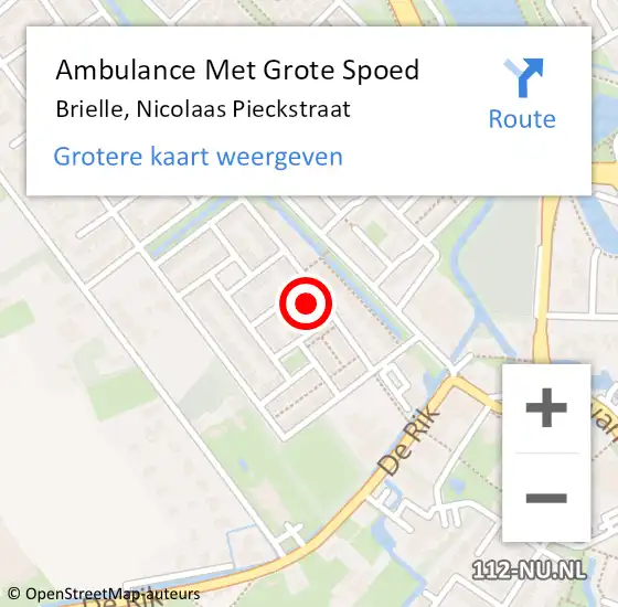 Locatie op kaart van de 112 melding: Ambulance Met Grote Spoed Naar Brielle, Nicolaas Pieckstraat op 20 maart 2022 01:43