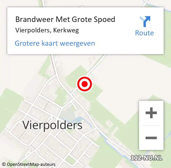 Locatie op kaart van de 112 melding: Brandweer Met Grote Spoed Naar Vierpolders, Kerkweg op 20 maart 2022 02:02