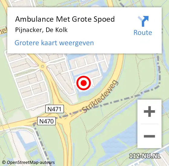 Locatie op kaart van de 112 melding: Ambulance Met Grote Spoed Naar Pijnacker, De Kolk op 20 maart 2022 02:11