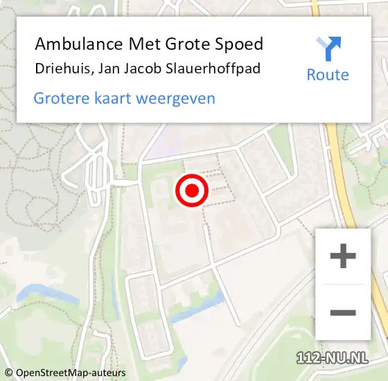 Locatie op kaart van de 112 melding: Ambulance Met Grote Spoed Naar Driehuis, Jan Jacob Slauerhoffpad op 20 maart 2022 02:33