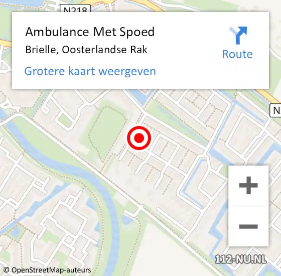 Locatie op kaart van de 112 melding: Ambulance Met Spoed Naar Brielle, Oosterlandse Rak op 20 maart 2022 02:59